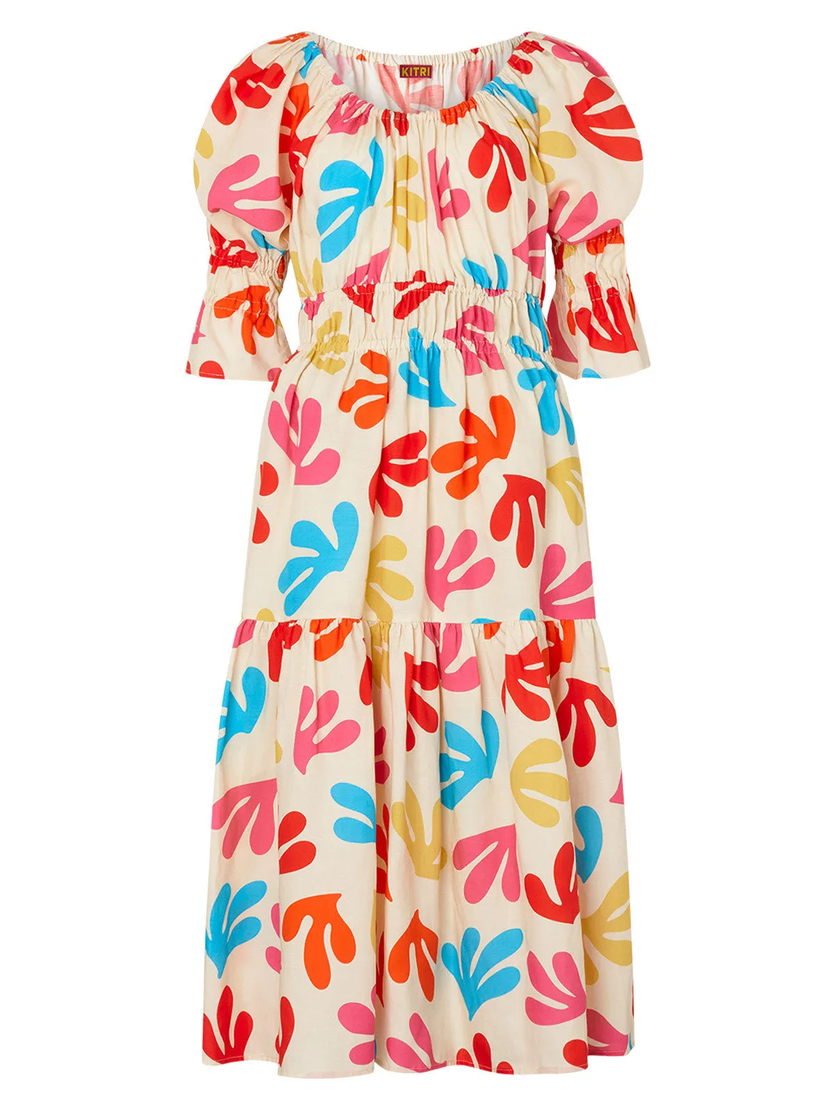 Margot Multi Leaf Print Midi Dress sold by KITRI Studio product image thumbnail 5