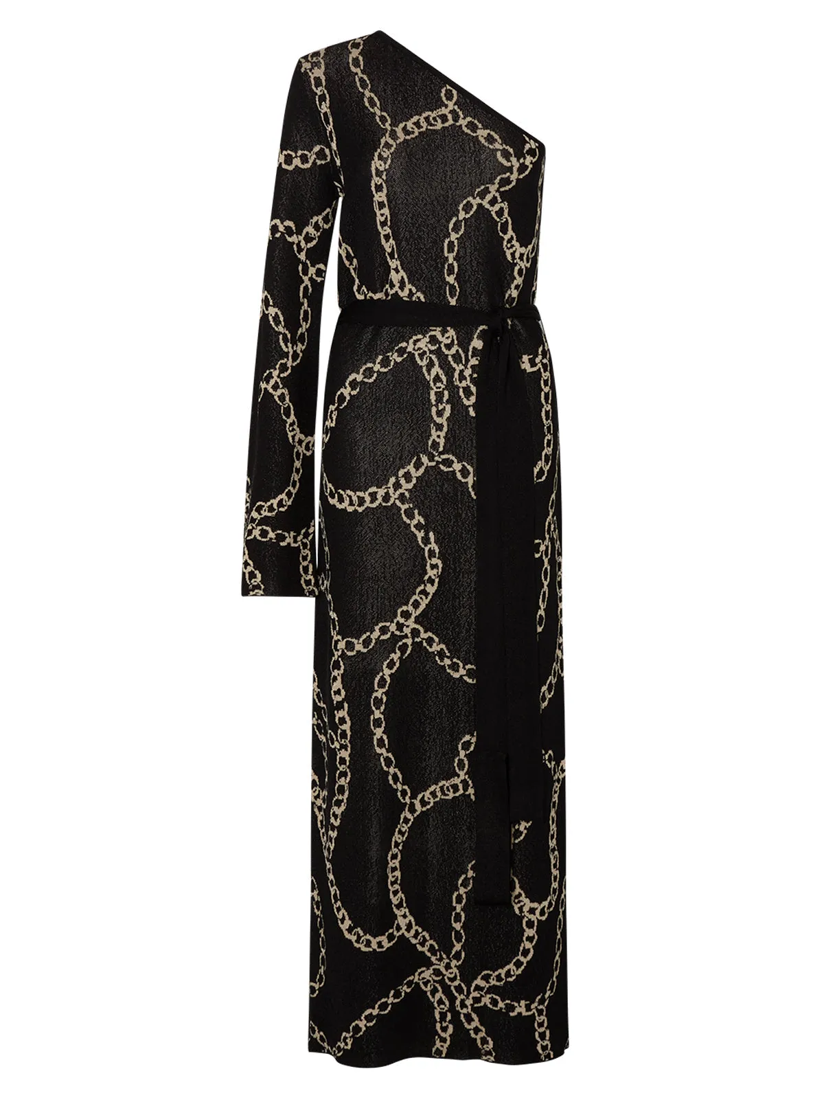 Esme Black Chain Lurex Knit One Shoulder Dress sold by KITRI Studio product image thumbnail 5