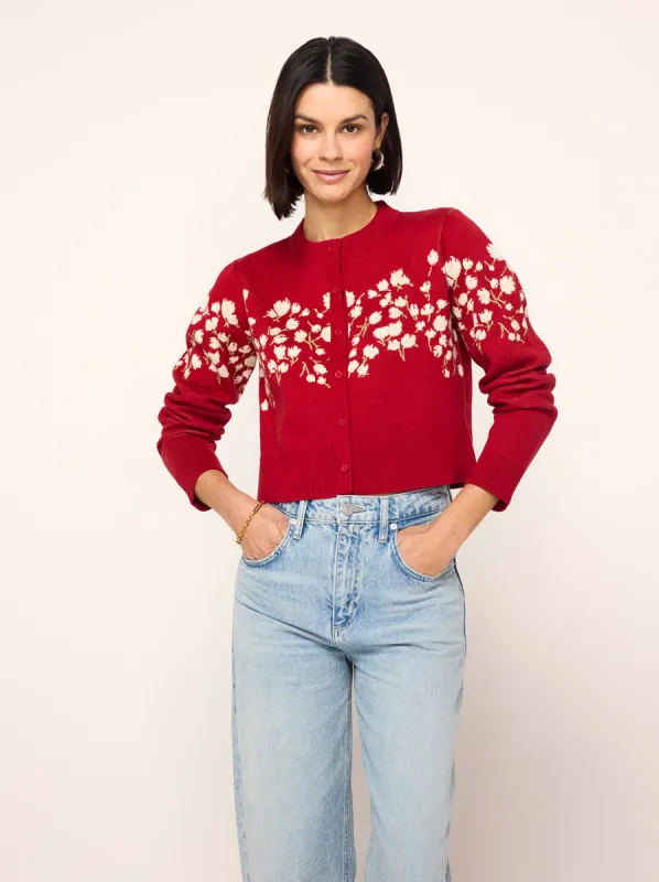 Ginnie Red Floral Knit Cardigan sold by KITRI Studio