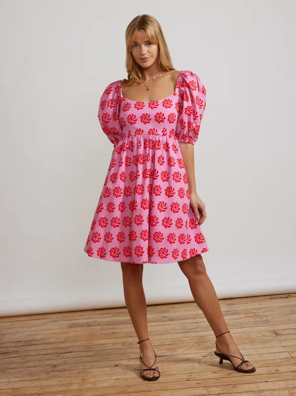 Olga Tie Back Pink Geo Floral Mini Dress sold by KITRI Studio