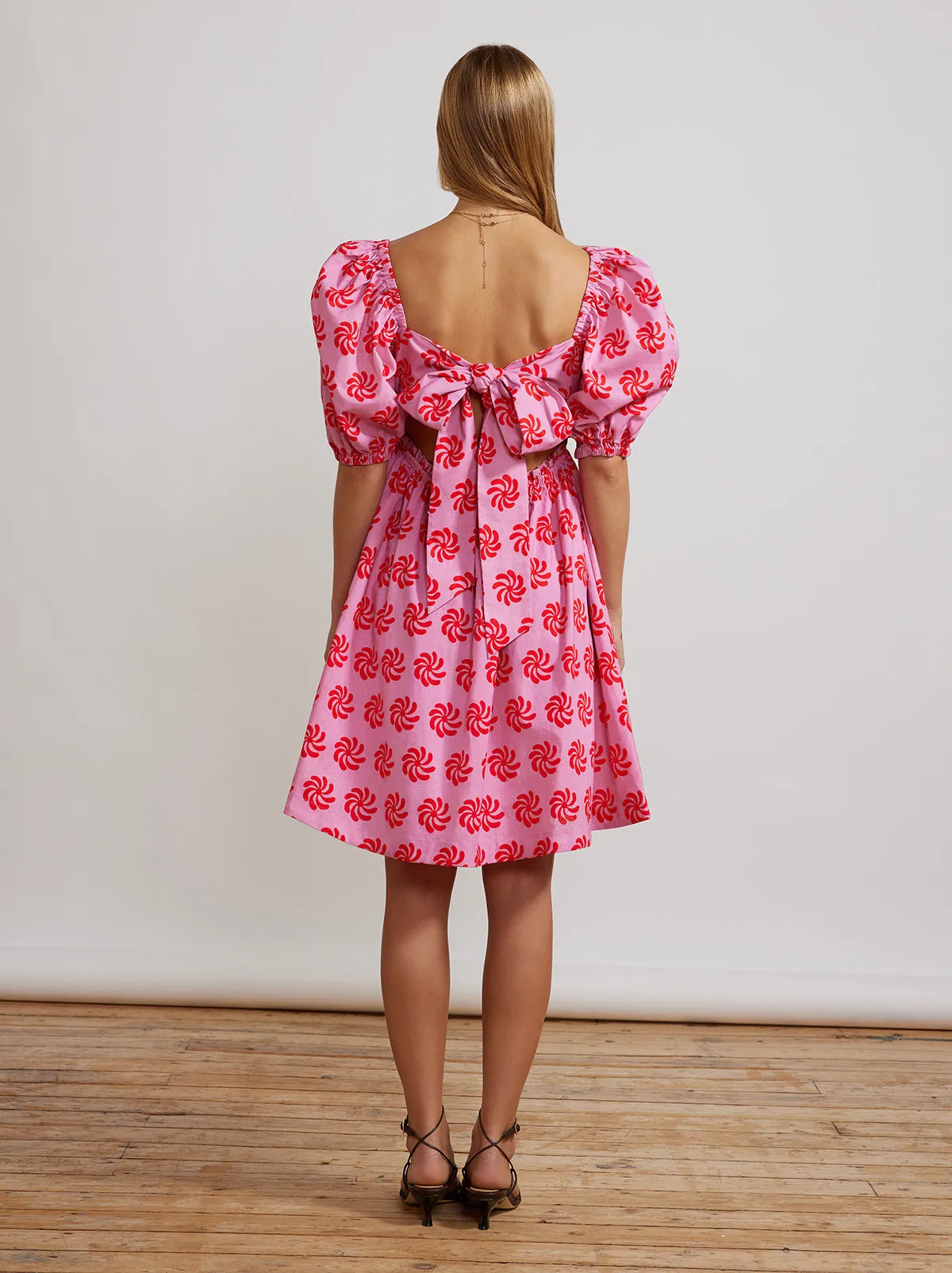 Olga Tie Back Pink Geo Floral Mini Dress sold by KITRI Studio product image thumbnail 4
