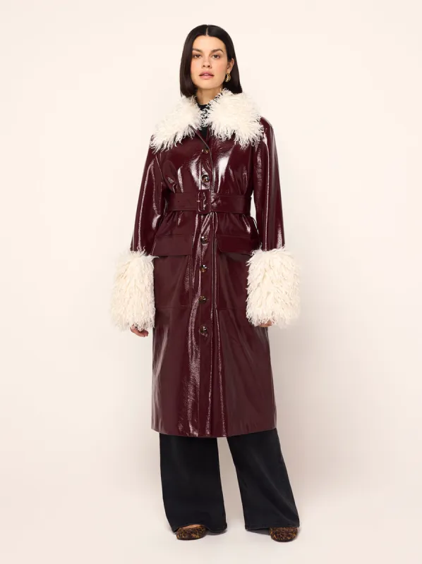 Simone Burgundy Vinyl Coat sold by KITRI Studio