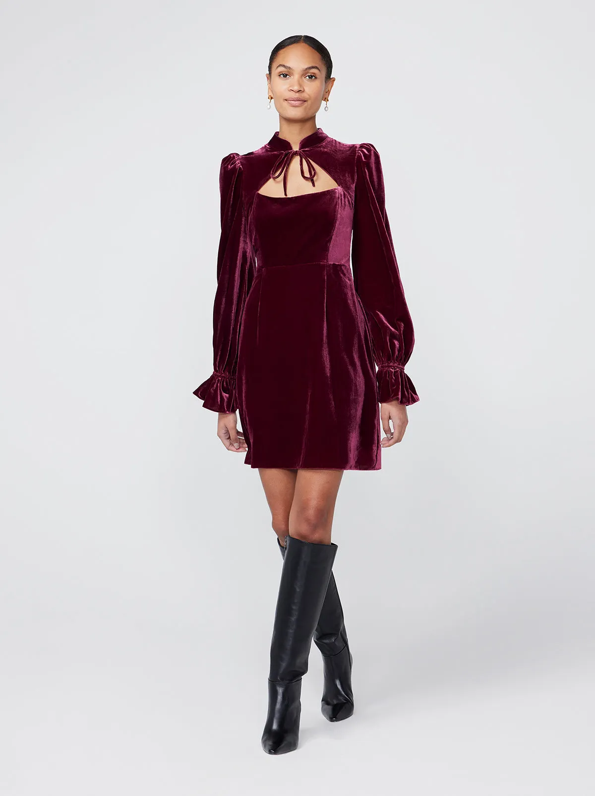 Valentina Burgundy Velvet Mini Dress sold by KITRI Studio product image thumbnail 2