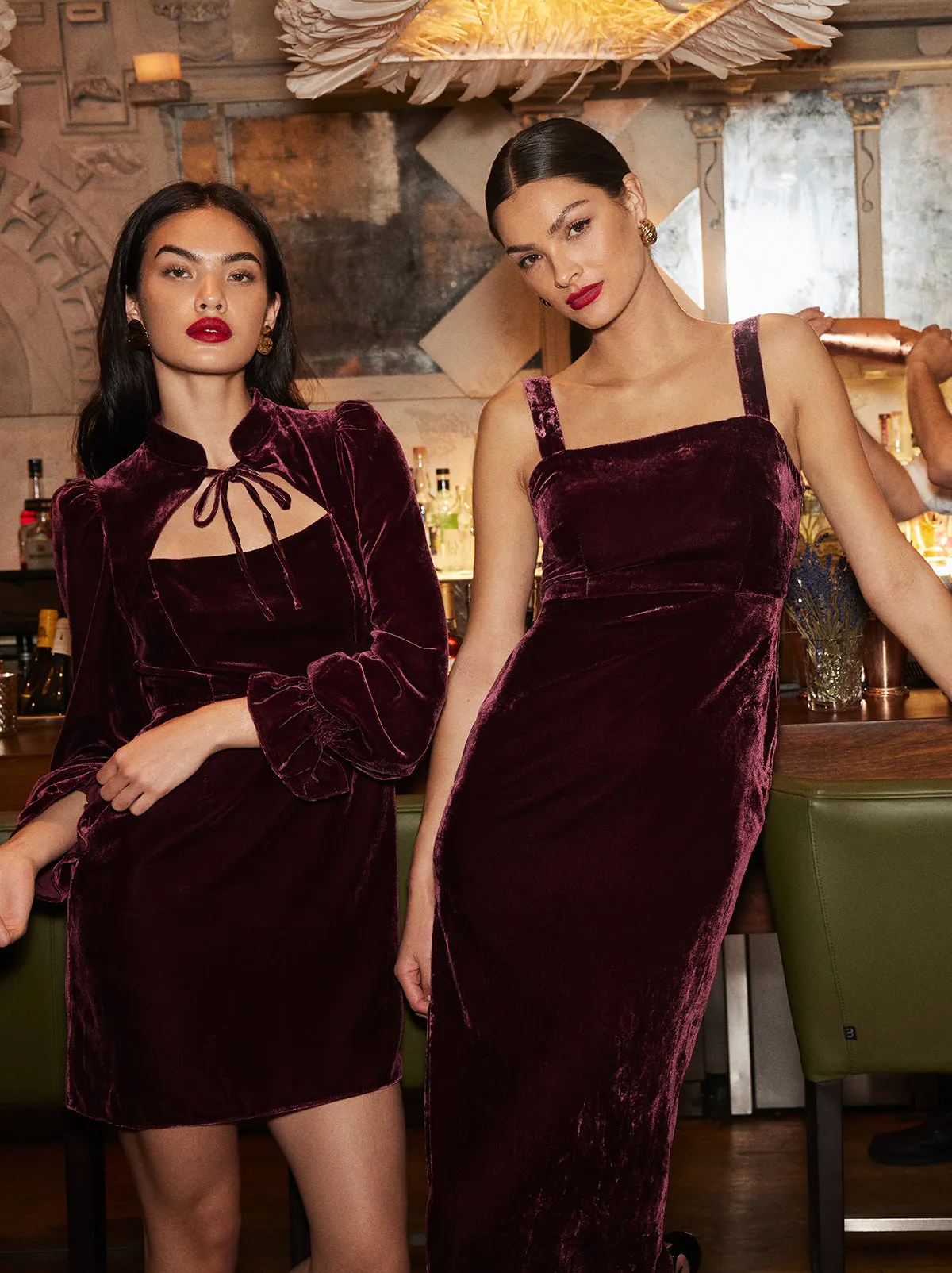 Valentina Burgundy Velvet Mini Dress sold by KITRI Studio product image thumbnail 3