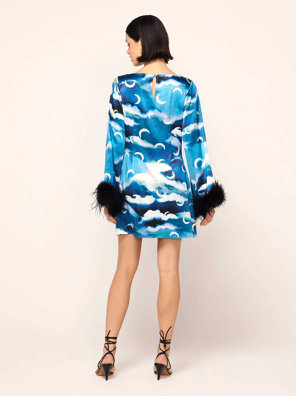 Celina Blue Cloud Print Feather Mini Dress sold by KITRI Studio product image thumbnail 5