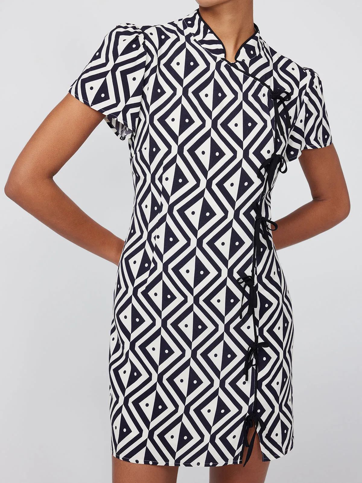 Harlow Diamond Geo Print Mini Dress sold by KITRI Studio product image thumbnail 2