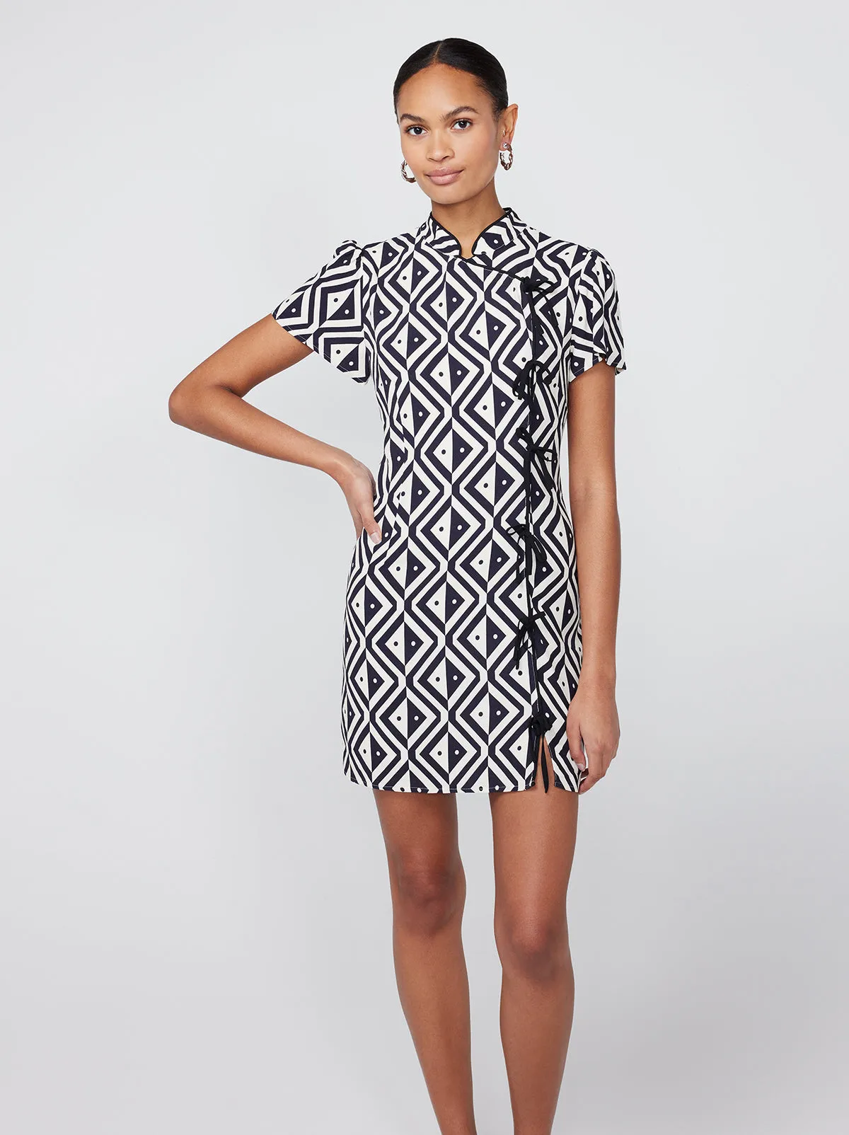 Harlow Diamond Geo Print Mini Dress sold by KITRI Studio product image thumbnail 3