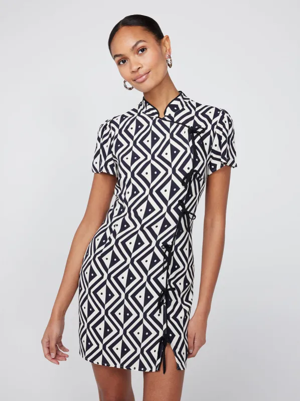 Harlow Diamond Geo Print Mini Dress sold by KITRI Studio