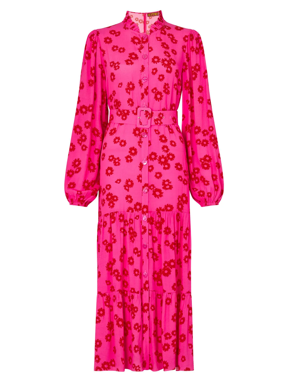 Lori Pink Daisy Print Shirt Dress sold by KITRI Studio product image thumbnail 5