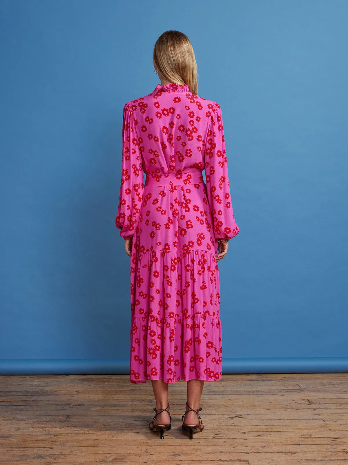 Lori Pink Daisy Print Shirt Dress sold by KITRI Studio product image thumbnail 4