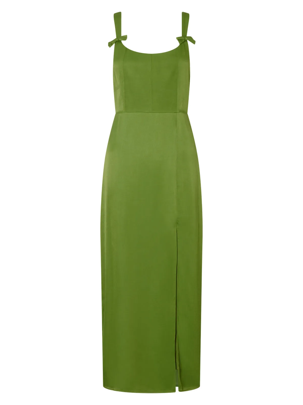 Rosalind Kiwi Green Satin Midi Dress sold by KITRI Studio product image thumbnail 5
