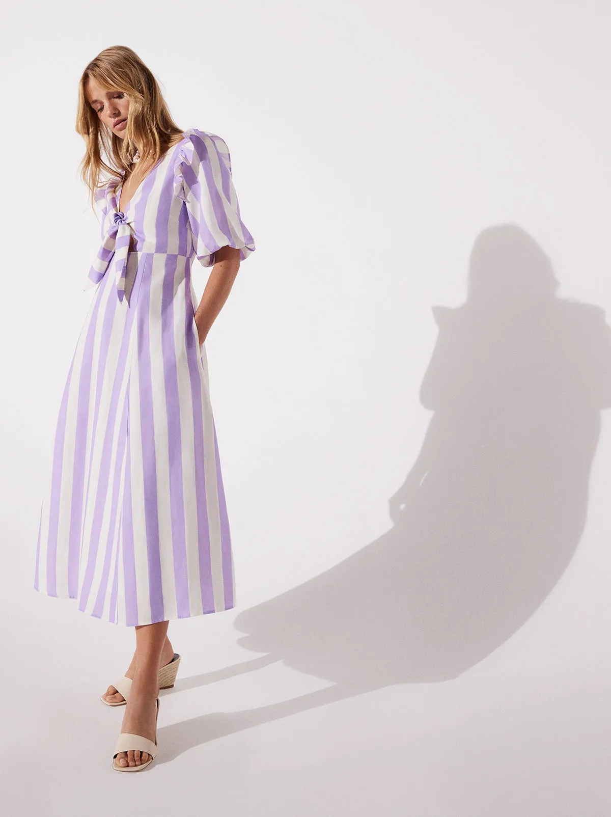 Pia Lilac Stripe Tie Front Dress sold by KITRI Studio product image thumbnail 3