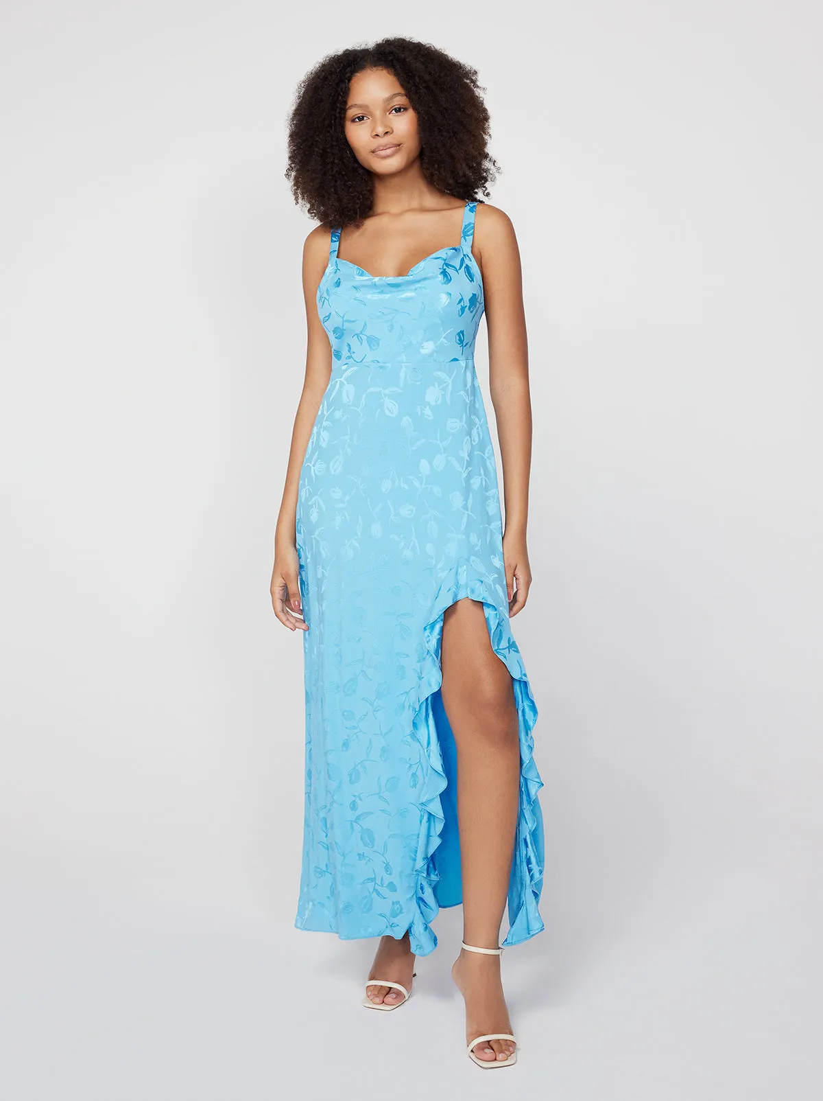 Carissa Sky Blue Tulip Jacquard Maxi Dress sold by KITRI Studio product image thumbnail 2