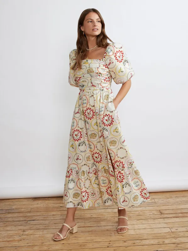 Maggie Vintage Plates Maxi Dress made by KITRI Studio