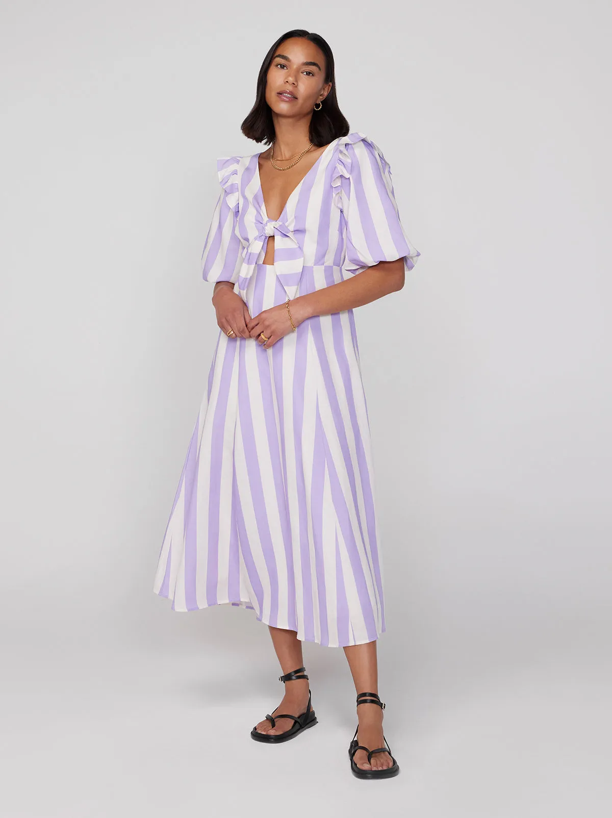 Pia Lilac Stripe Tie Front Dress sold by KITRI Studio product image thumbnail 2