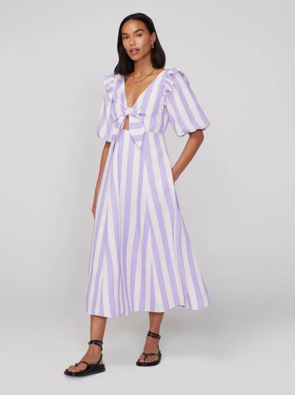 Pia Lilac Stripe Tie Front Dress sold by KITRI Studio