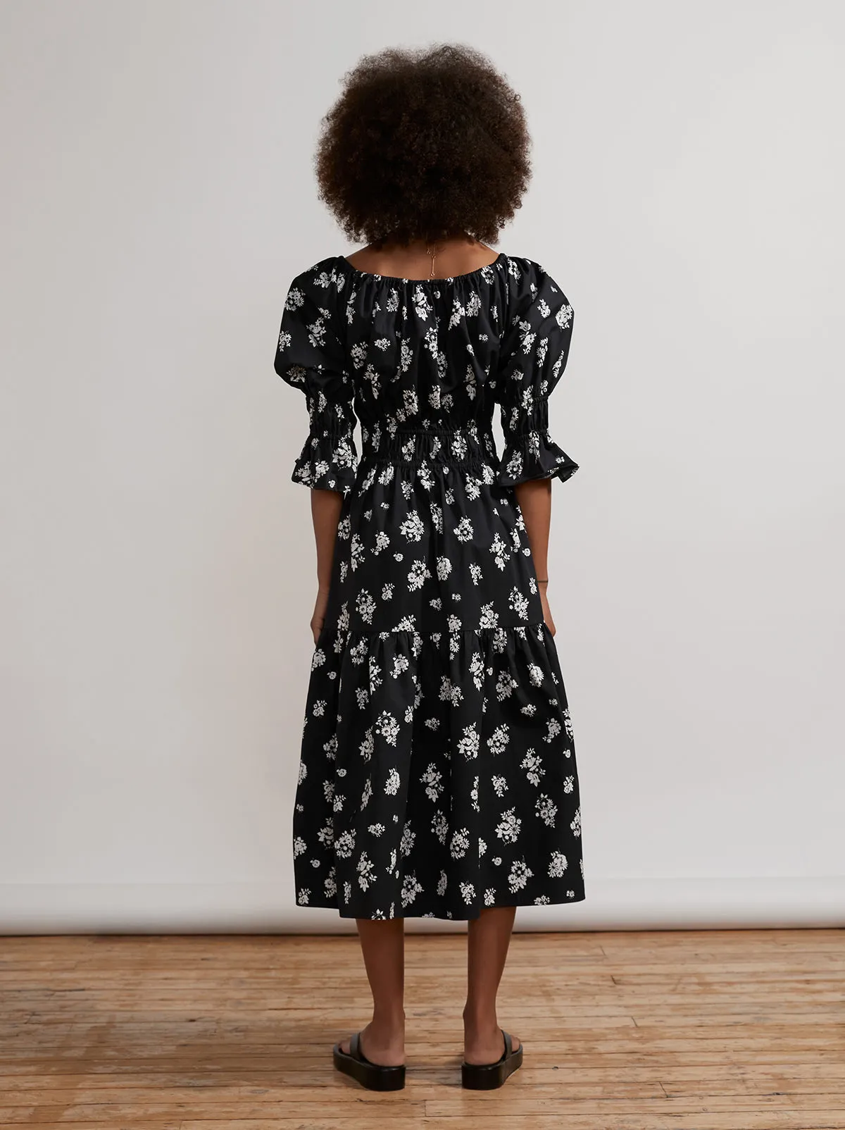 Margot Black Mono Floral Midi Dress sold by KITRI Studio product image thumbnail 4