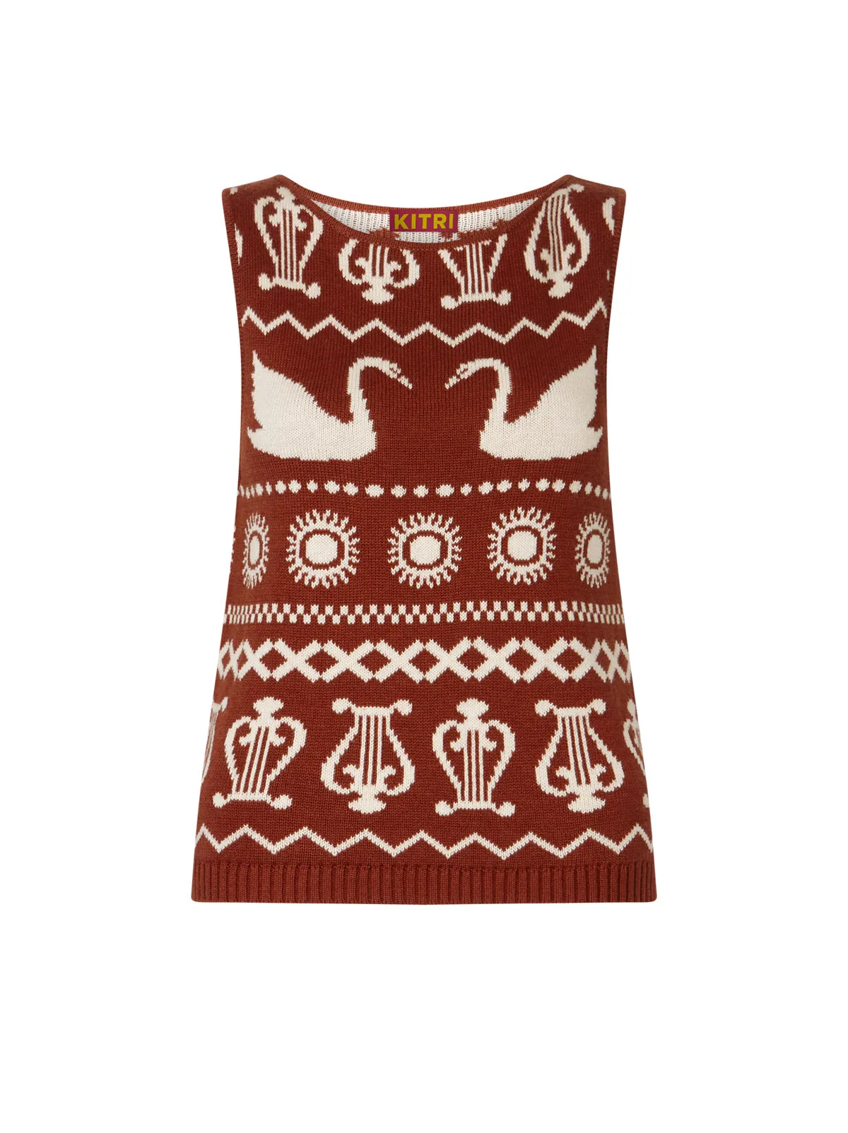 Hailey Brown Swan Fairisle Knit Vest sold by KITRI Studio product image thumbnail 5