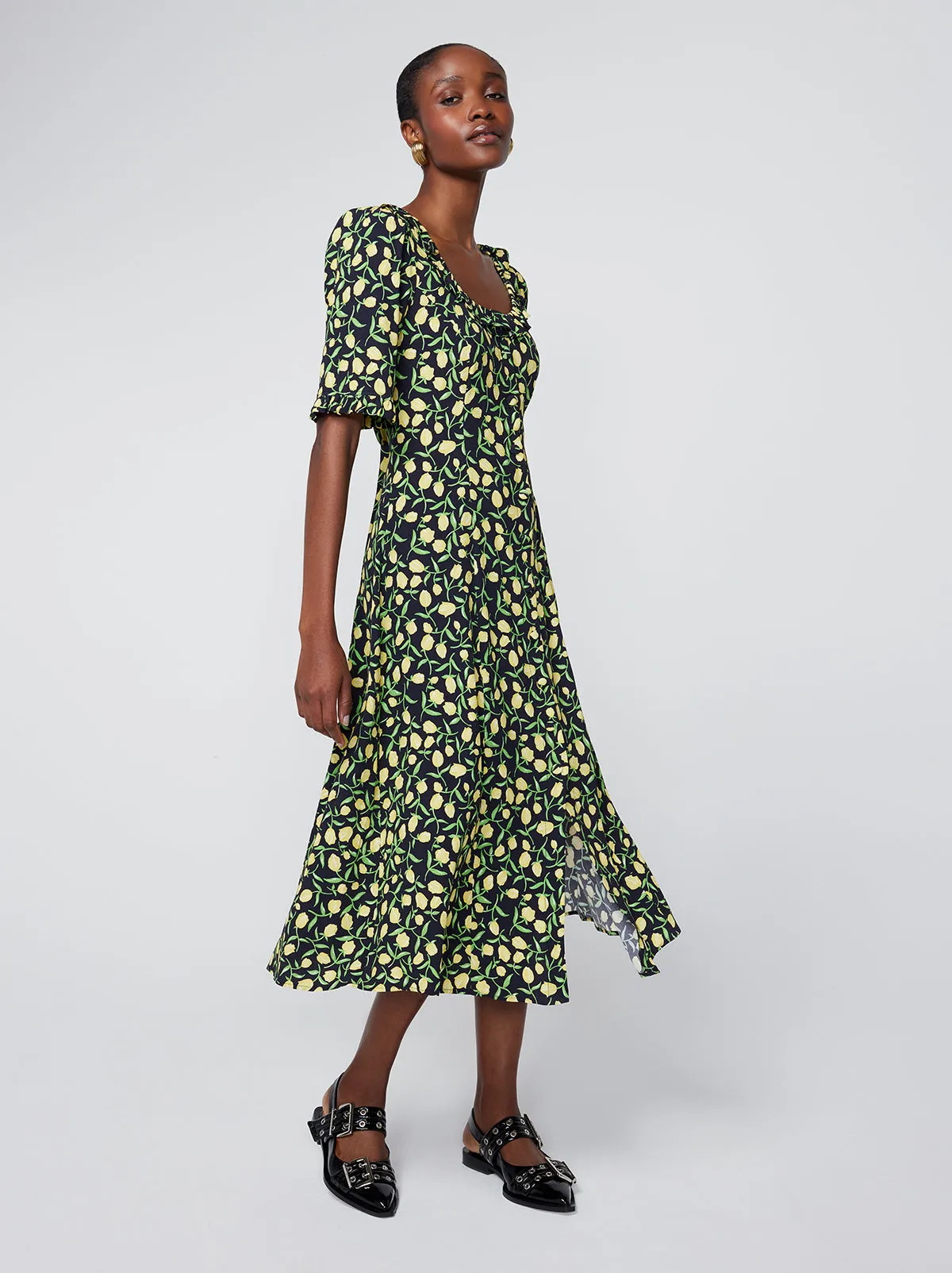 Violette Yellow Tulip Print Dress sold by KITRI Studio