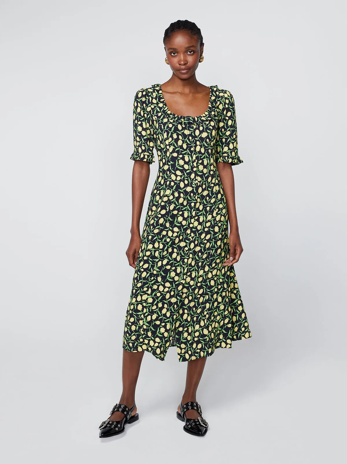 Violette Yellow Tulip Print Dress sold by KITRI Studio product image thumbnail 3