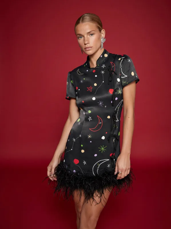 Mimi Moon And Star Feather Mini Dress sold by KITRI Studio