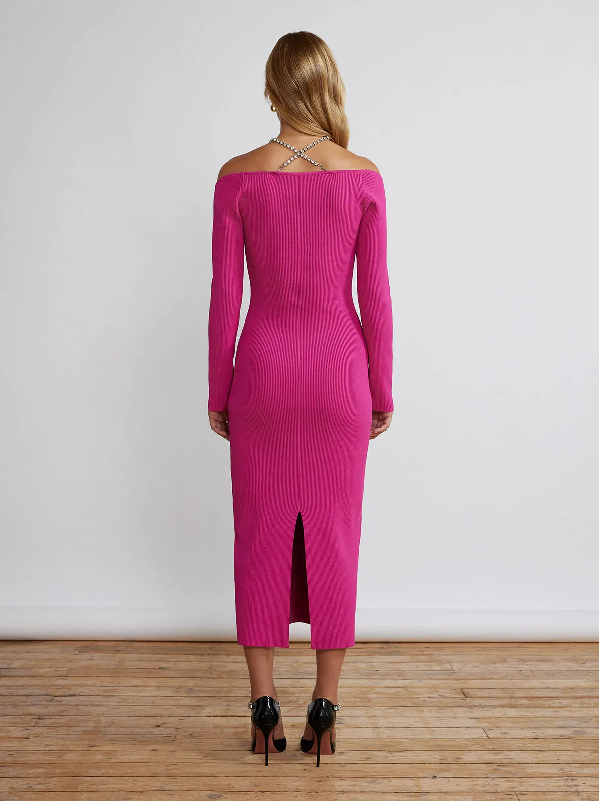 Renee Pink Bardot Knit Dress sold by KITRI Studio product image thumbnail 4