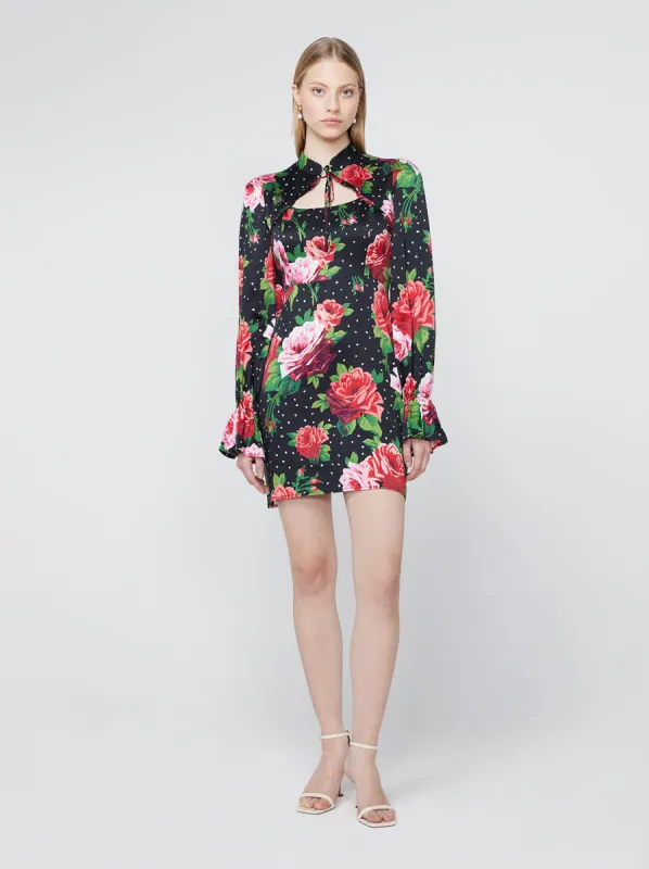 Valentina Red Painted Rose Mini Dress sold by KITRI Studio