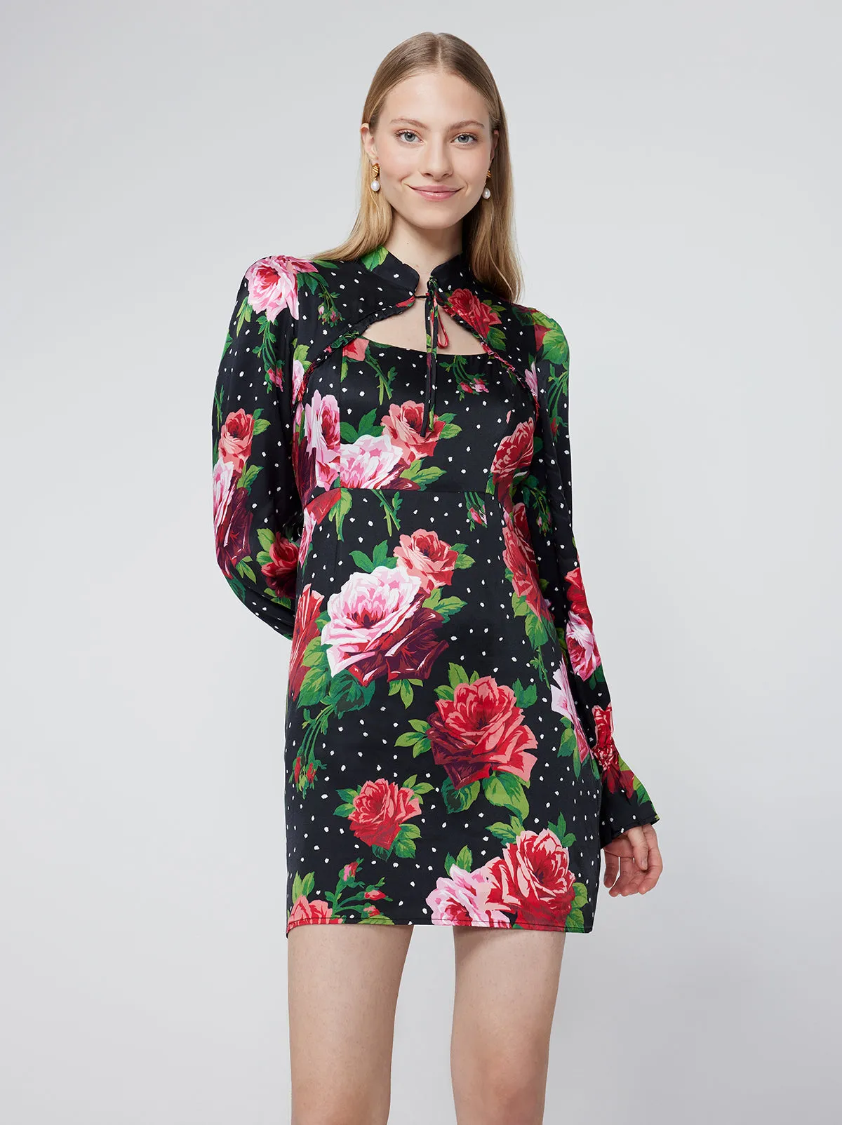 Valentina Red Painted Rose Mini Dress sold by KITRI Studio product image thumbnail 2