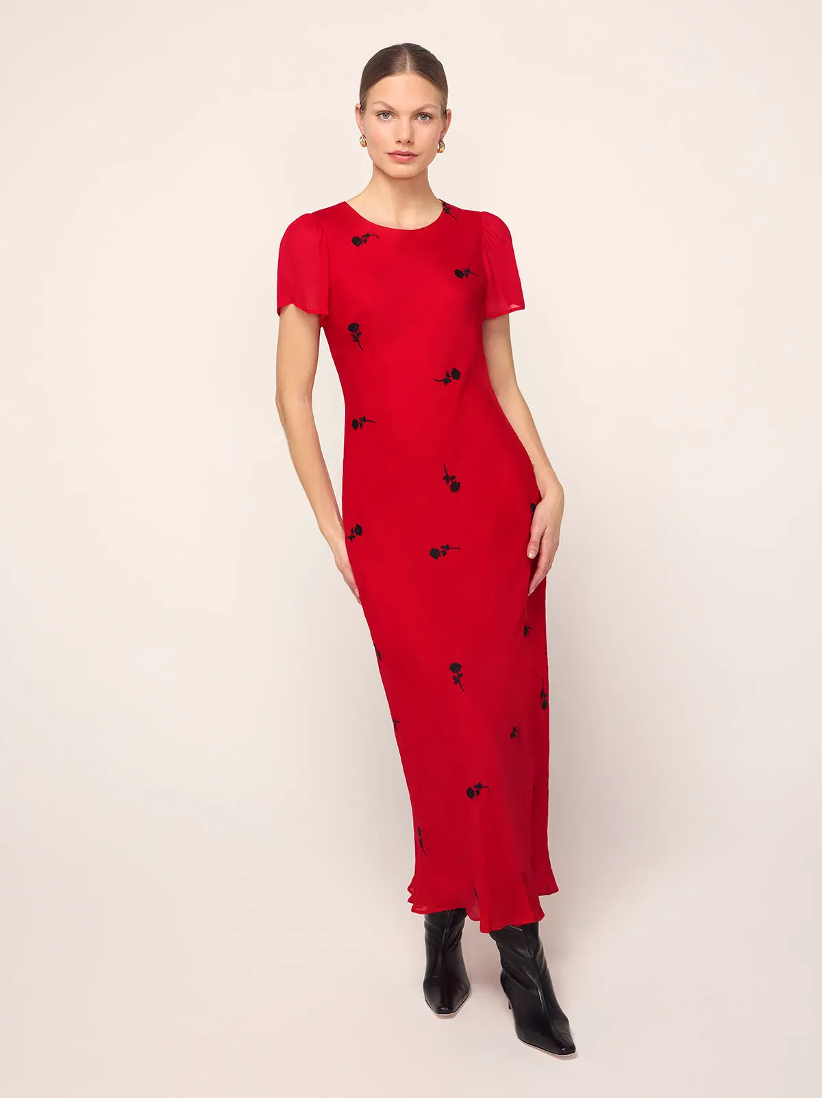 Marie Red Rose Embroidered Dress sold by KITRI Studio product image thumbnail 3
