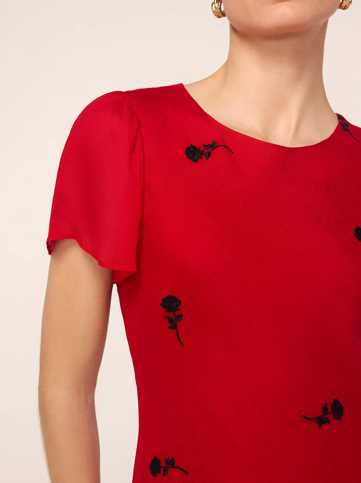 Marie Red Rose Embroidered Dress sold by KITRI Studio product image thumbnail 4