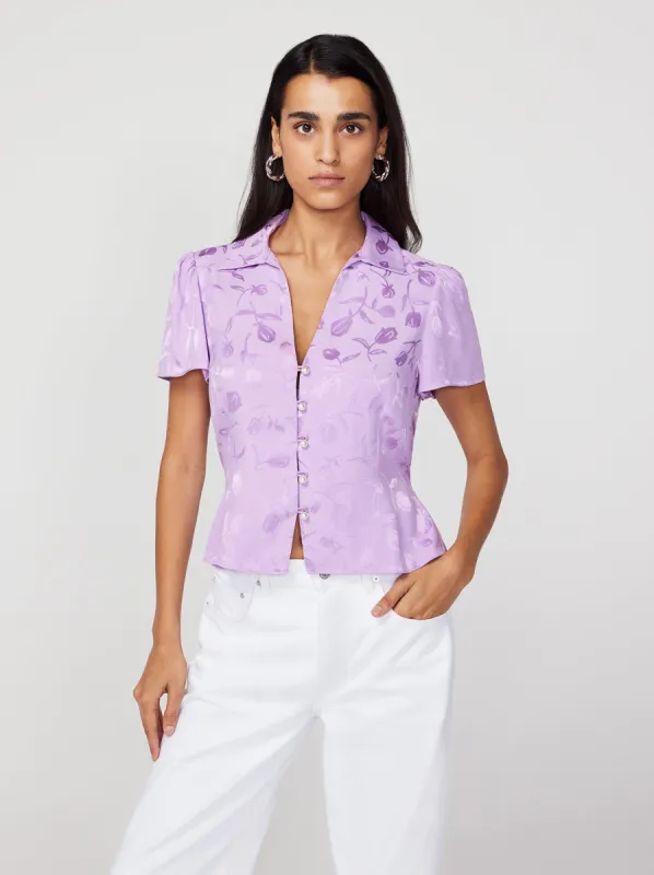 Evelyn Lilac Tulip Jacquard Top sold by KITRI Studio