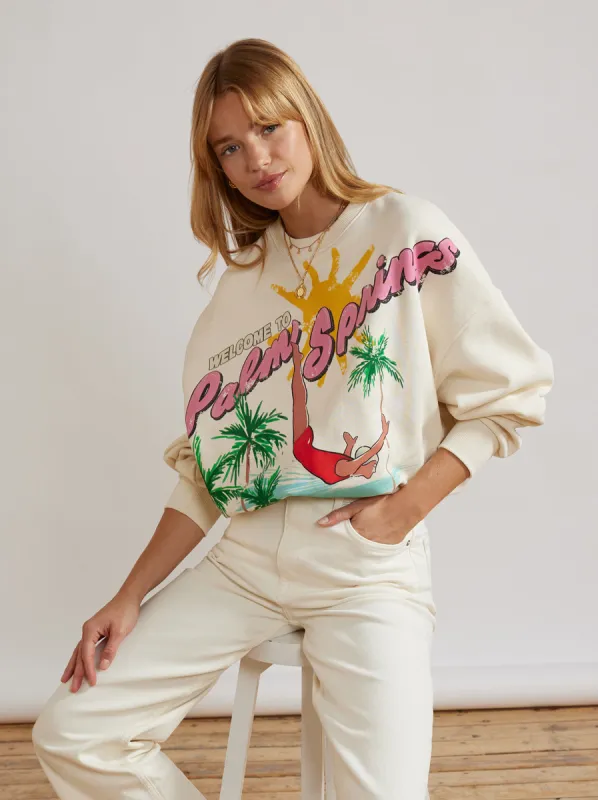 Hayden Ivory Palm Springs Print Sweatshirt sold by KITRI Studio