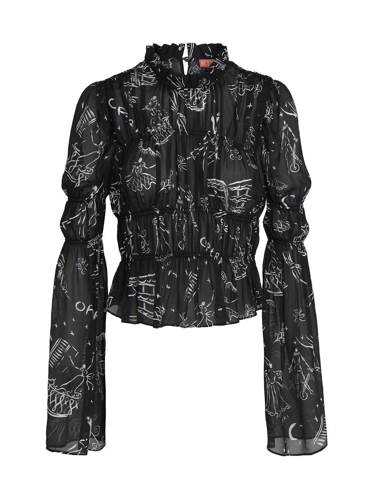 Maxime Black Opera Print Shirred Top sold by KITRI Studio product image thumbnail 4
