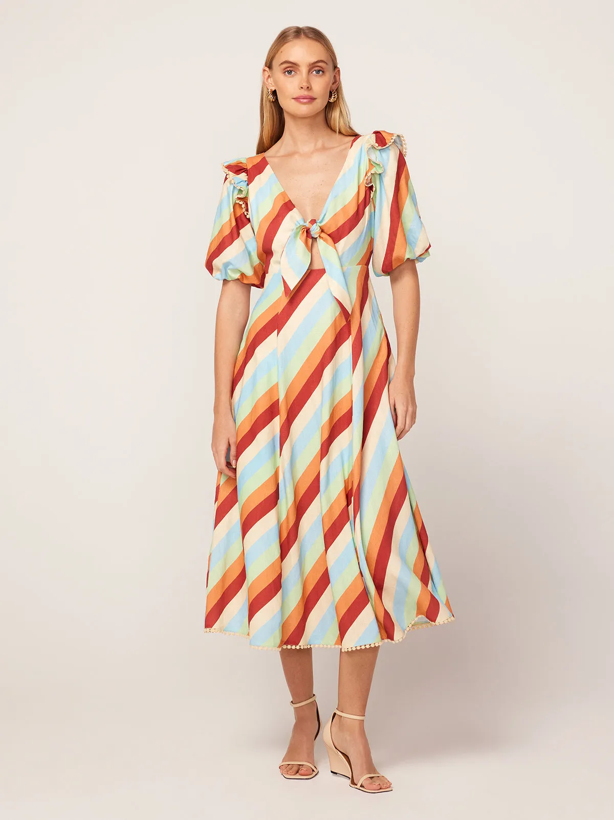Pia Multi Stripe Midi Dress sold by KITRI Studio