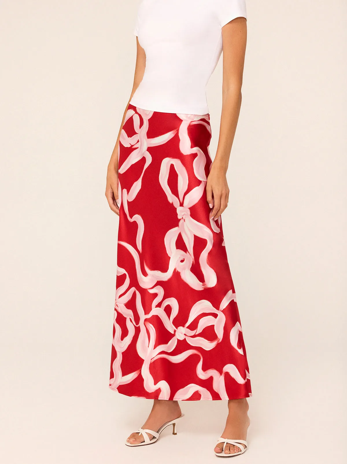 Layla Red Ribbon Print Maxi Skirt sold by KITRI Studio product image thumbnail 2