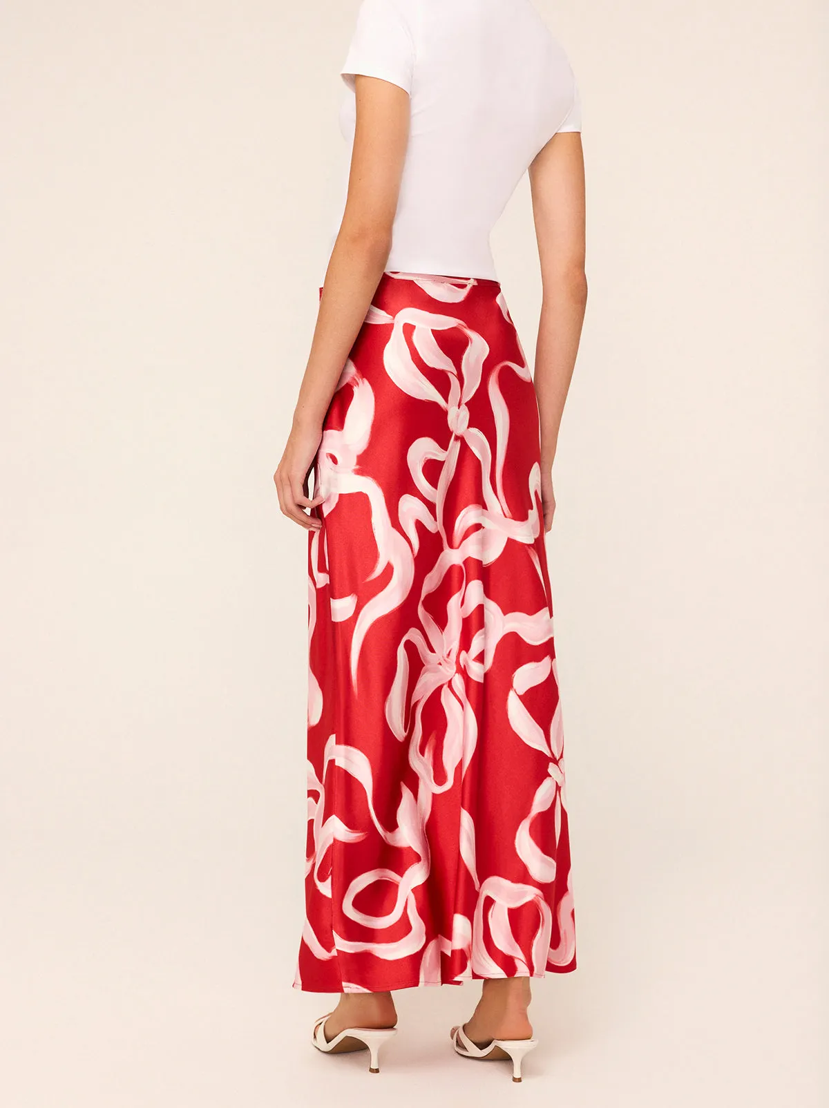 Layla Red Ribbon Print Maxi Skirt sold by KITRI Studio product image thumbnail 5