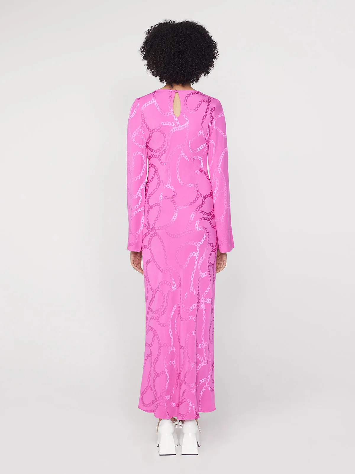 Keira Pink Chain Jacquard Maxi Dress sold by KITRI Studio product image thumbnail 2
