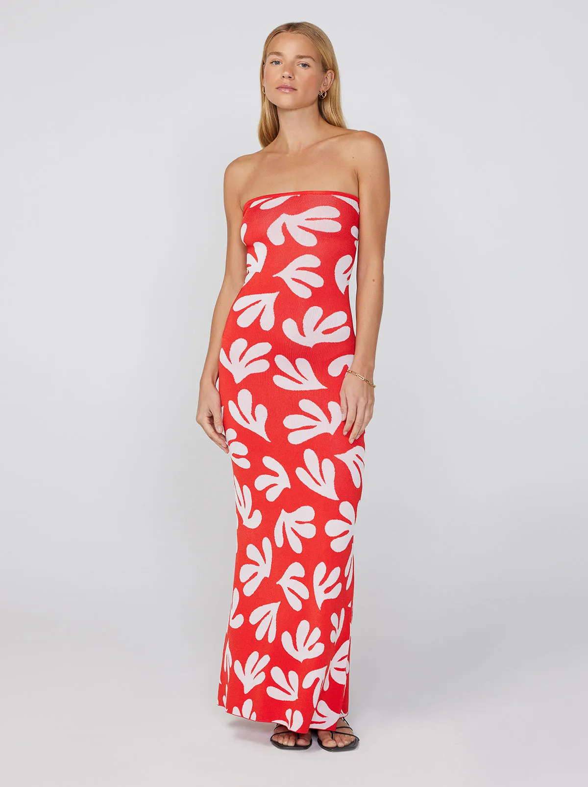 Calista Red Leaf Knit Tube Dress sold by KITRI Studio product image thumbnail 3