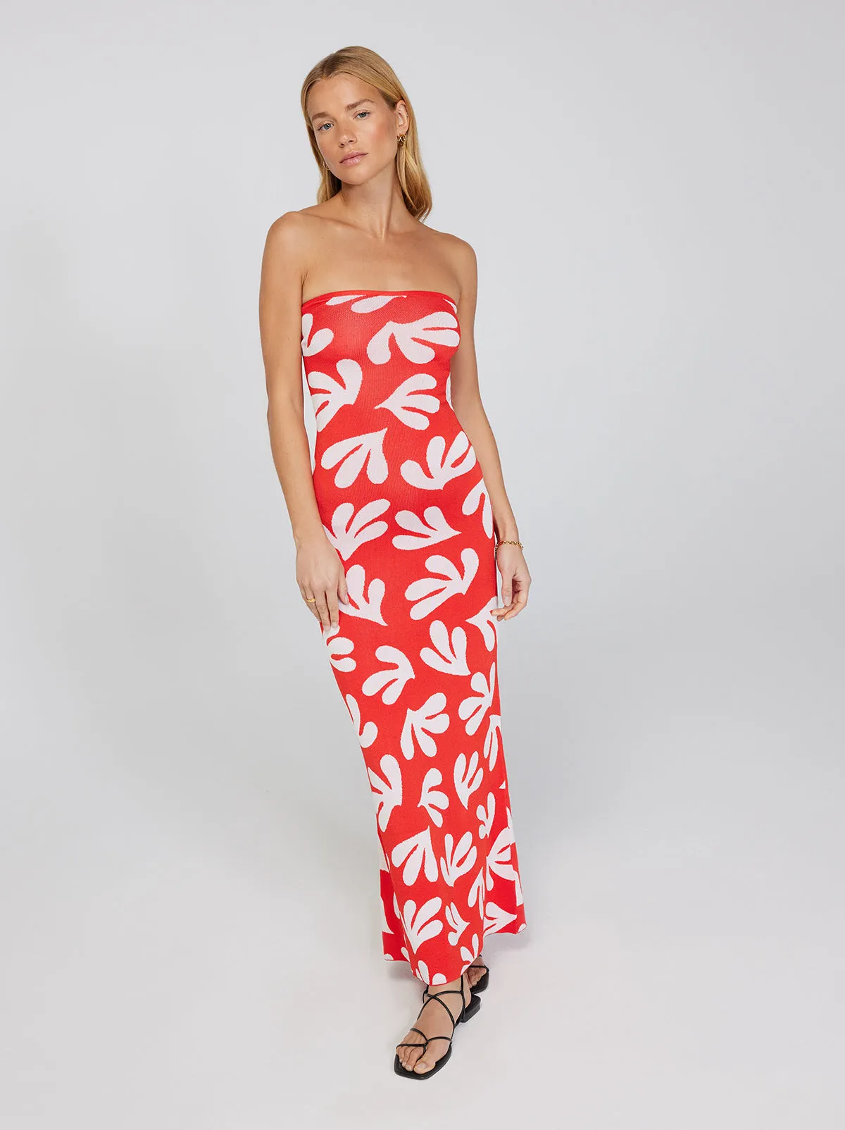 Calista Red Leaf Knit Tube Dress sold by KITRI Studio product image thumbnail 4