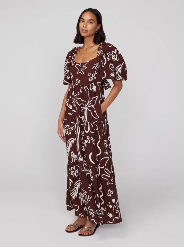 Gianna Coco Palm Print Maxi Dress sold by KITRI Studio