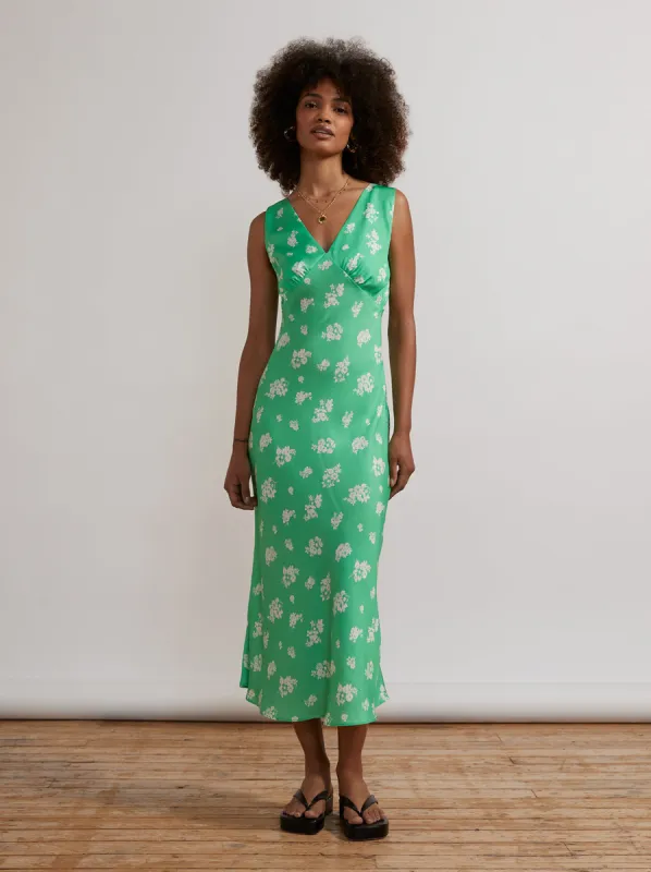 Claire Green Mono Floral Slip Dress sold by KITRI Studio