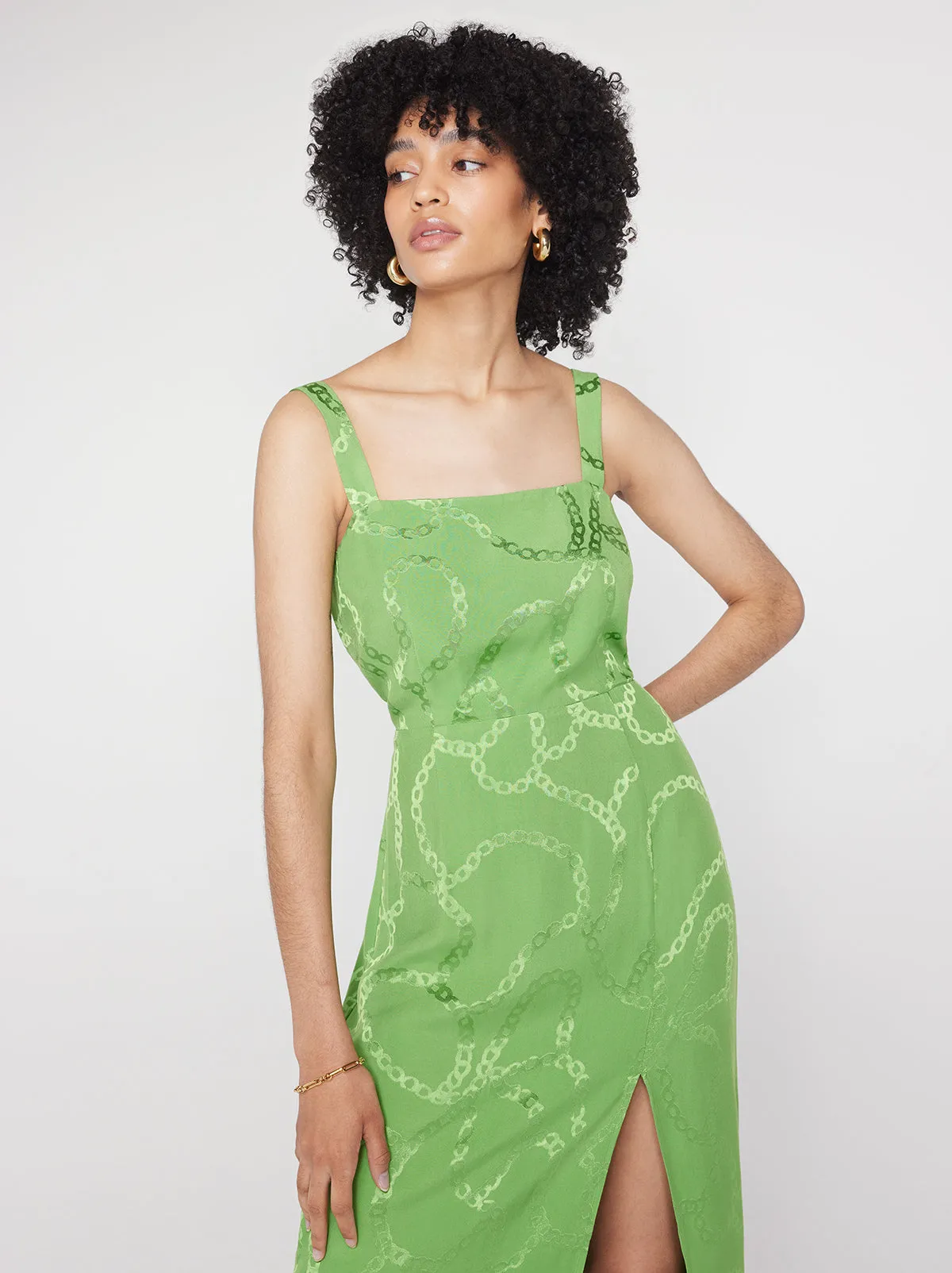 Mara Green Chain Jacquard Midi Dress sold by KITRI Studio product image thumbnail 3