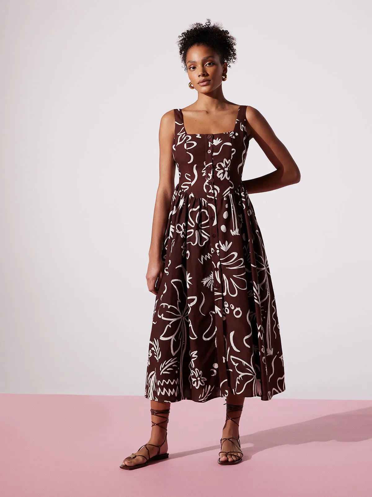 Olympia Coco Palm Print Midi Dress sold by KITRI Studio product image thumbnail 3