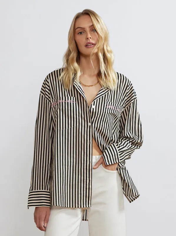 Iona Black Stripe Shirt sold by KITRI Studio