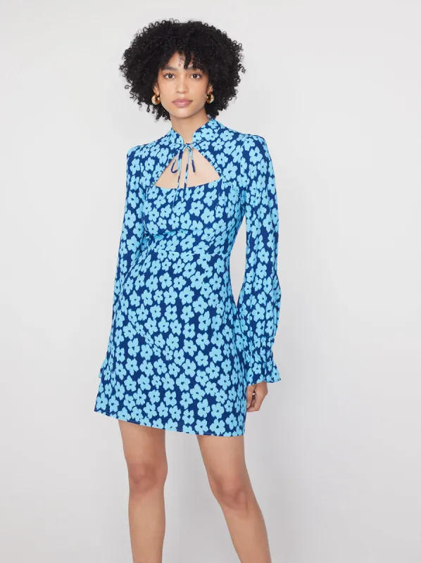 Valentina Blue Blurred Floral Mini Dress sold by KITRI Studio