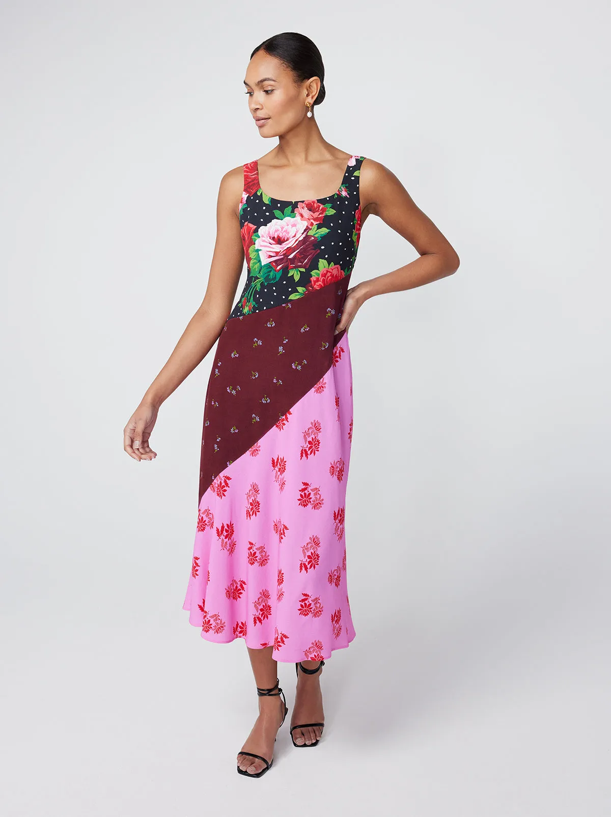 Cala Rose Mixed Print Slip Dress sold by KITRI Studio