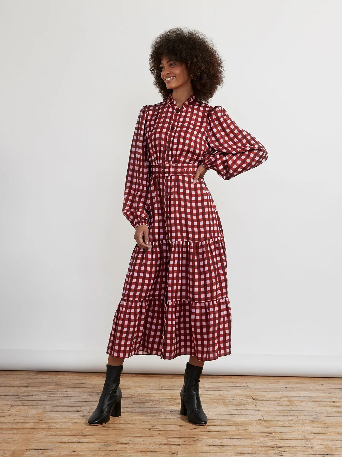 Lori Pink Check Midi Dress sold by KITRI Studio product image thumbnail 2