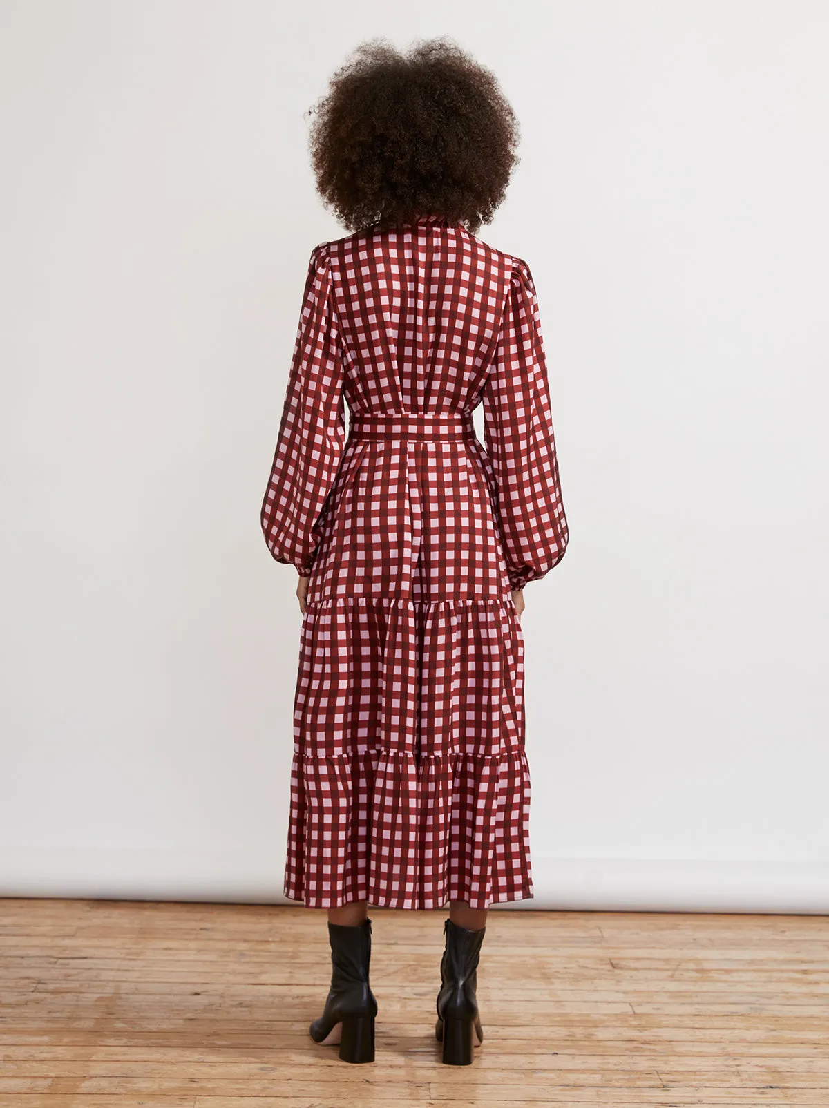 Lori Pink Check Midi Dress sold by KITRI Studio product image thumbnail 4