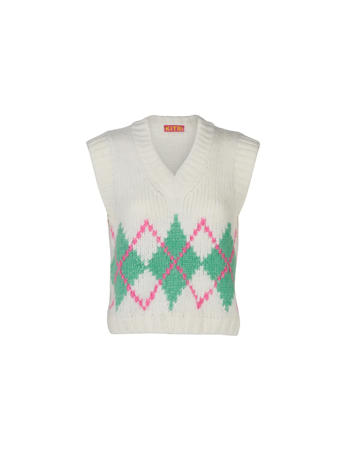 Winona Ivory Argyle Knit Vest sold by KITRI Studio product image thumbnail 5