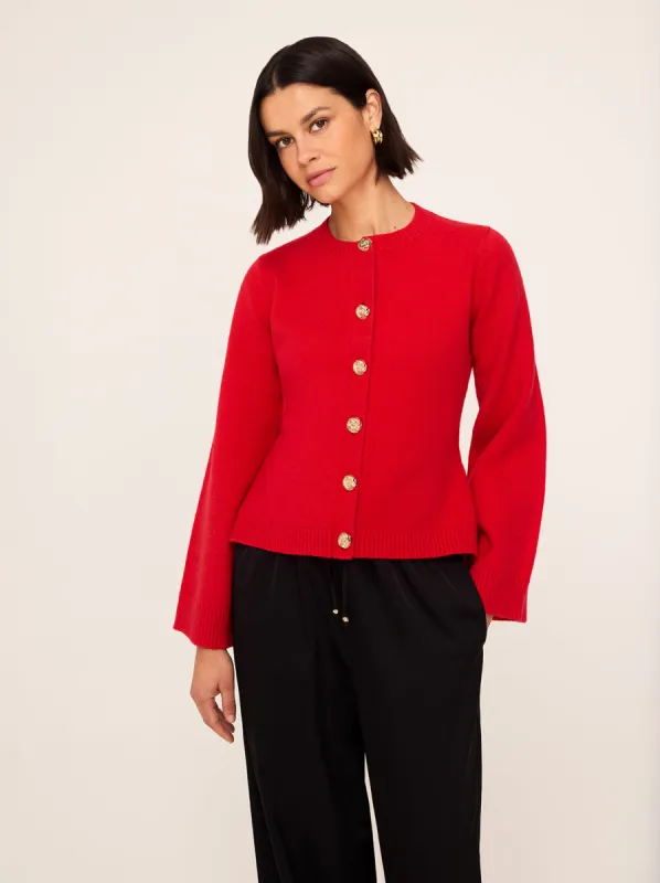 Cleo Red Knit Cardigan made by KITRI Studio